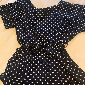Navy Blue & White Polka Dot Tunic